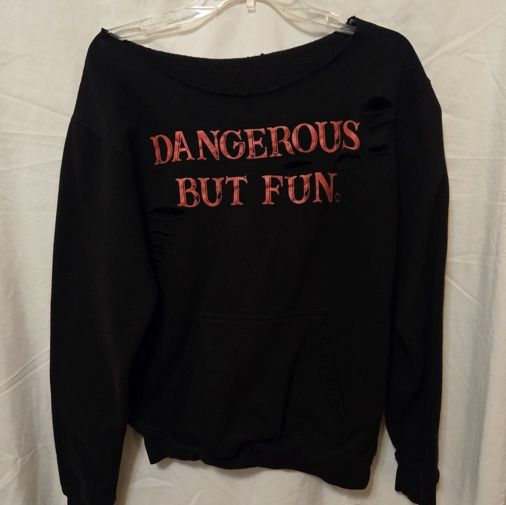 Black Sweater with Red Text